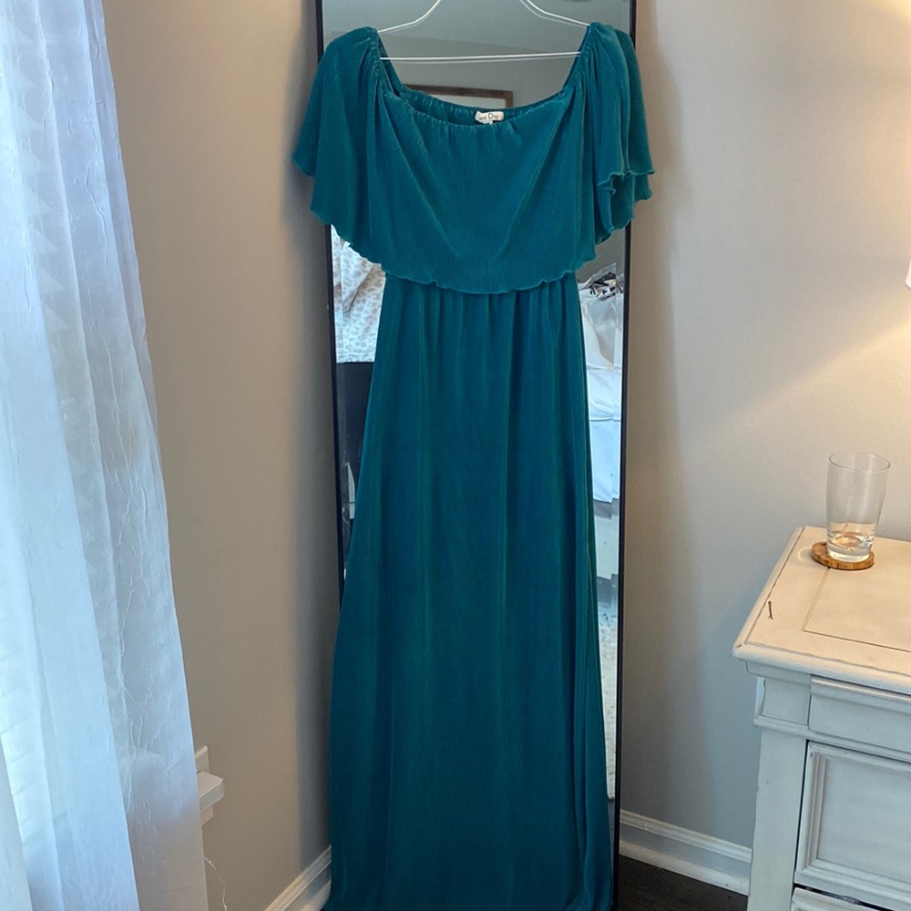 Teal maternity gown